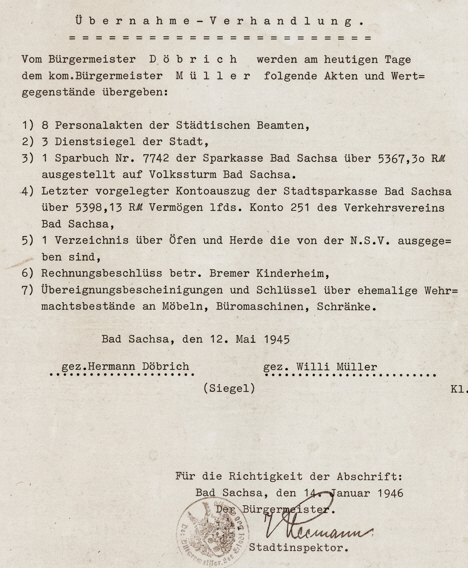 1945-05-12, Übergabeprotokoll Döbrich - Müller - Kopie