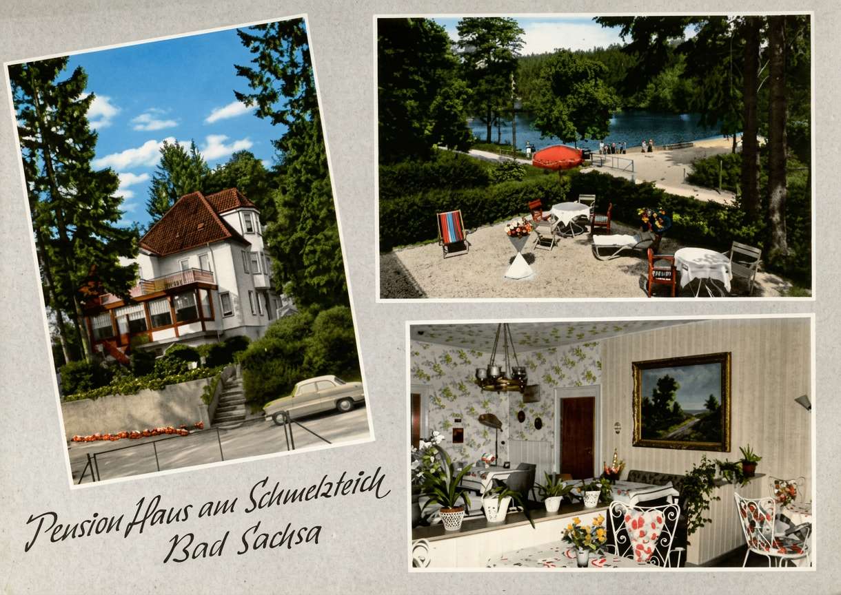 1970ca, Pension am Schmelzteich, Femdenpension, Bismarckstr. 12a, Ruf 380, Lederbogen 3,88, a