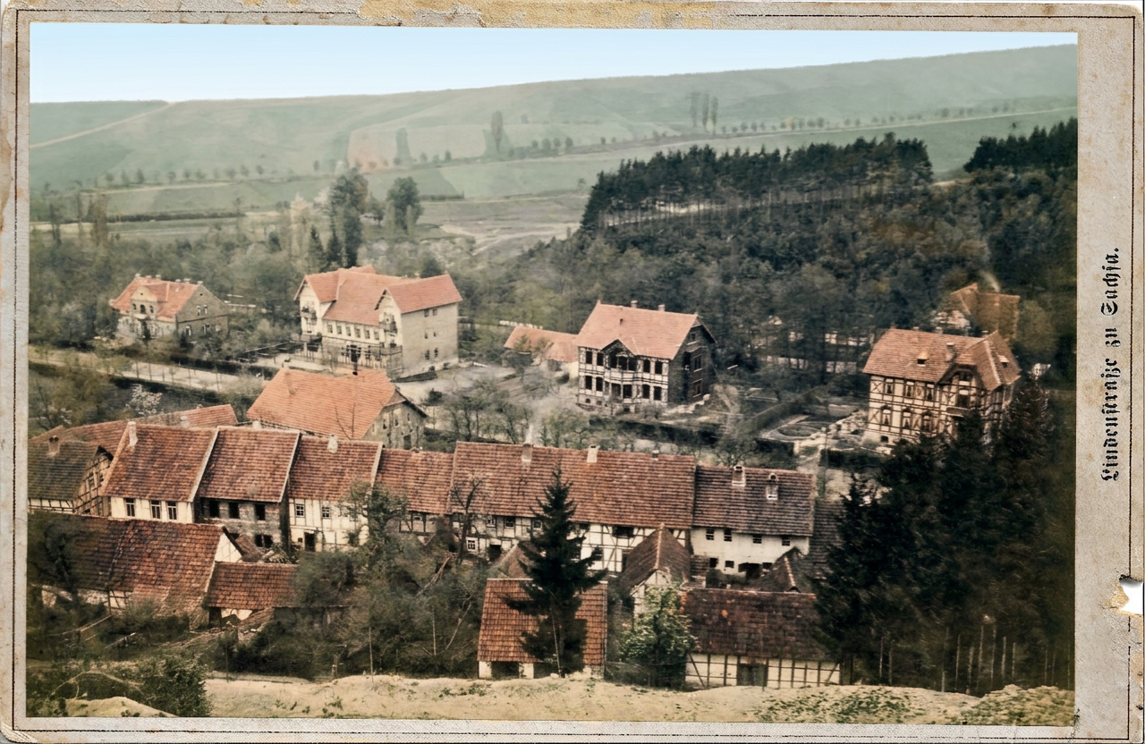 OPTIMIERT_1890er, Lindenstraße zu Sachsa. Villa Löhnis und Schützenstr. im Bau. Besitz 2023 K+D. Lauenstein