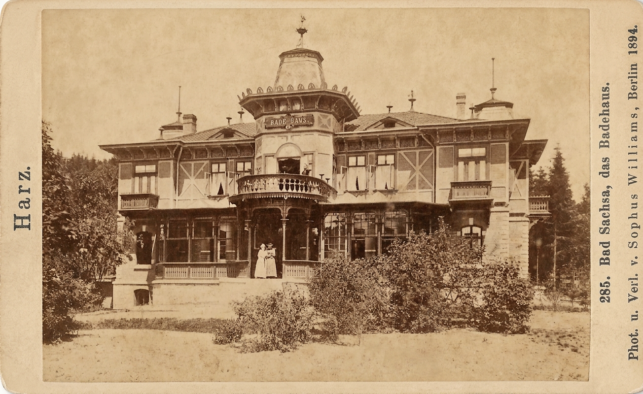 OPTIMIERT_1894, Harz. 285. Bad Sachsa, das Badehaus. Sophus Williams, Berlin. Besitz 2023 K+D. Lauenstein, 1.200dpi