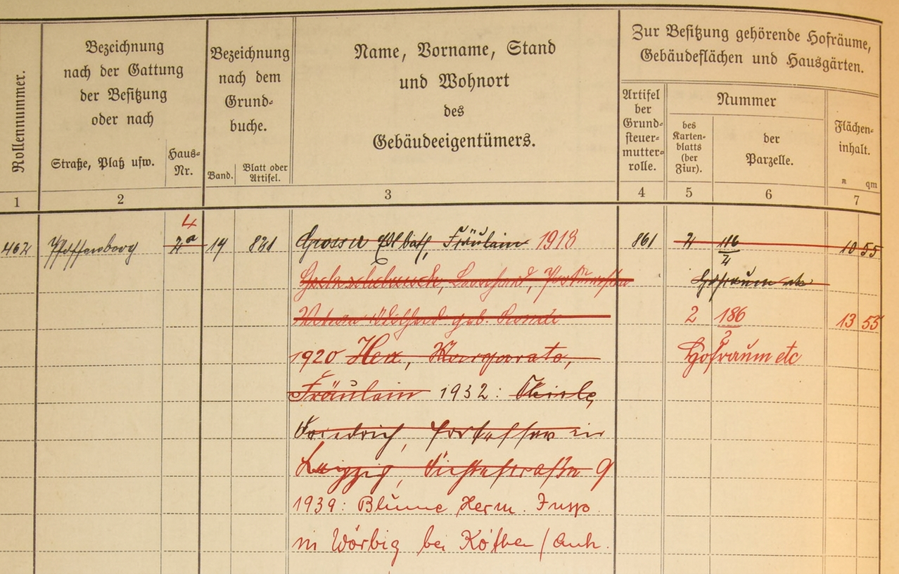 OPTIMIERT_5c, 1920, Gebäudesteuerrolle, StaBS Im122, Margarete Herz Eigentümerin Pfaffenberg 2a, b