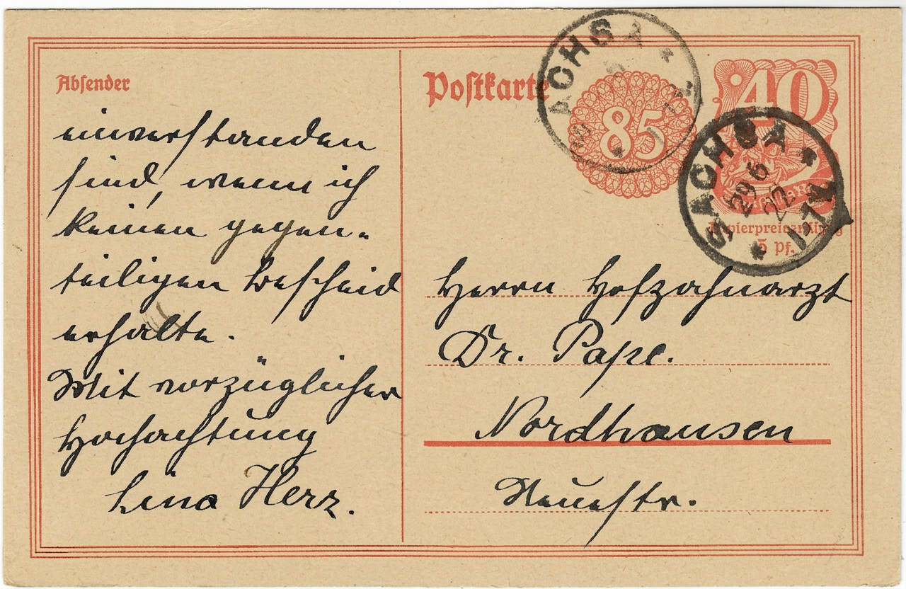OPTIMIERT_1922-06-29, Lina Herz an Hofzahnarzt Dr. Pape, a