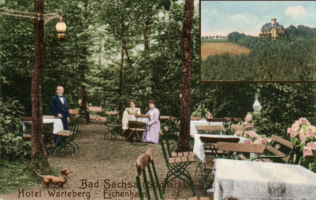 OPTIMIERT_1908, AK, Hotel Warteberg - Eichenhain, gelaufen 1908, ok-1